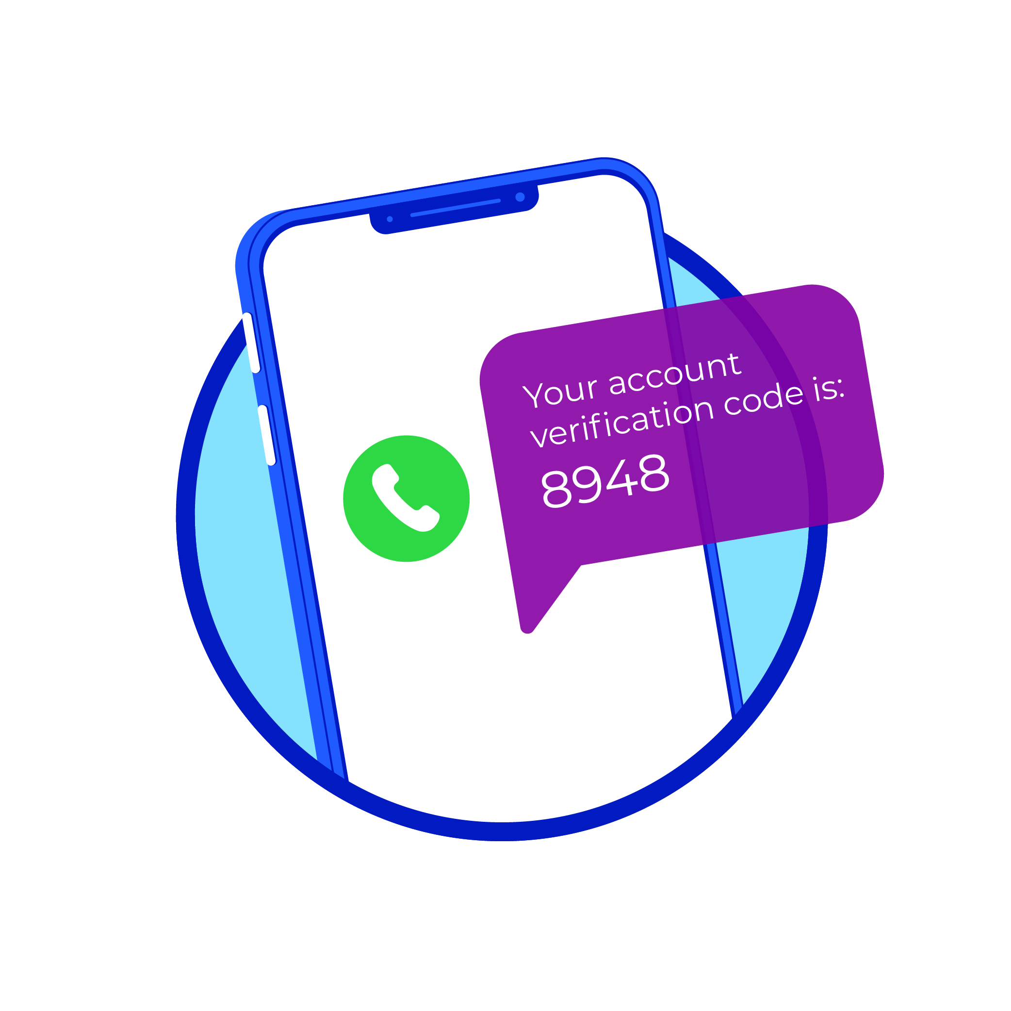 Phone illustration with a verification code to prevent account takeover