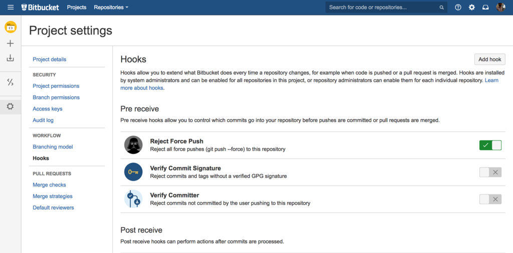 Hooks Project Settings