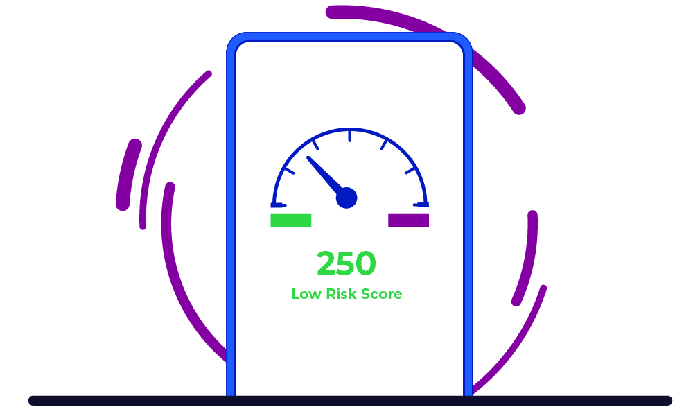 Illustration of a speedometer signaling low risk